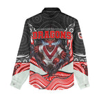 St George Illawarra Dragons Women Casual Shirt The Scream of Lightning Eyes - Indigenous Dot Ripping Effect