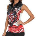 St George Illawarra Dragons Women Sleeveless Polo Shirt The Scream of Lightning Eyes - Indigenous Dot Ripping Effect