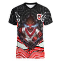 St George Illawarra Dragons Women V-Neck T-Shirt The Scream of Lightning Eyes - Indigenous Dot Ripping Effect