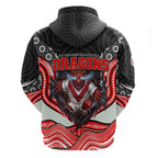 St George Illawarra Dragons Zip Hoodie The Scream of Lightning Eyes - Indigenous Dot Ripping Effect