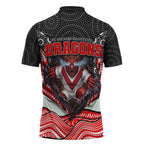 St George Illawarra Dragons Zipper Polo Shirt The Scream of Lightning Eyes - Indigenous Dot Ripping Effect