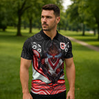 St George Illawarra Dragons Zipper Polo Shirt The Scream of Lightning Eyes - Indigenous Dot Ripping Effect
