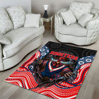 Sydney Roosters Area Rug The Scream of Lightning Eyes - Indigenous Dot Ripping Effect