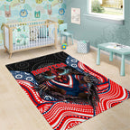 Sydney Roosters Area Rug The Scream of Lightning Eyes - Indigenous Dot Ripping Effect