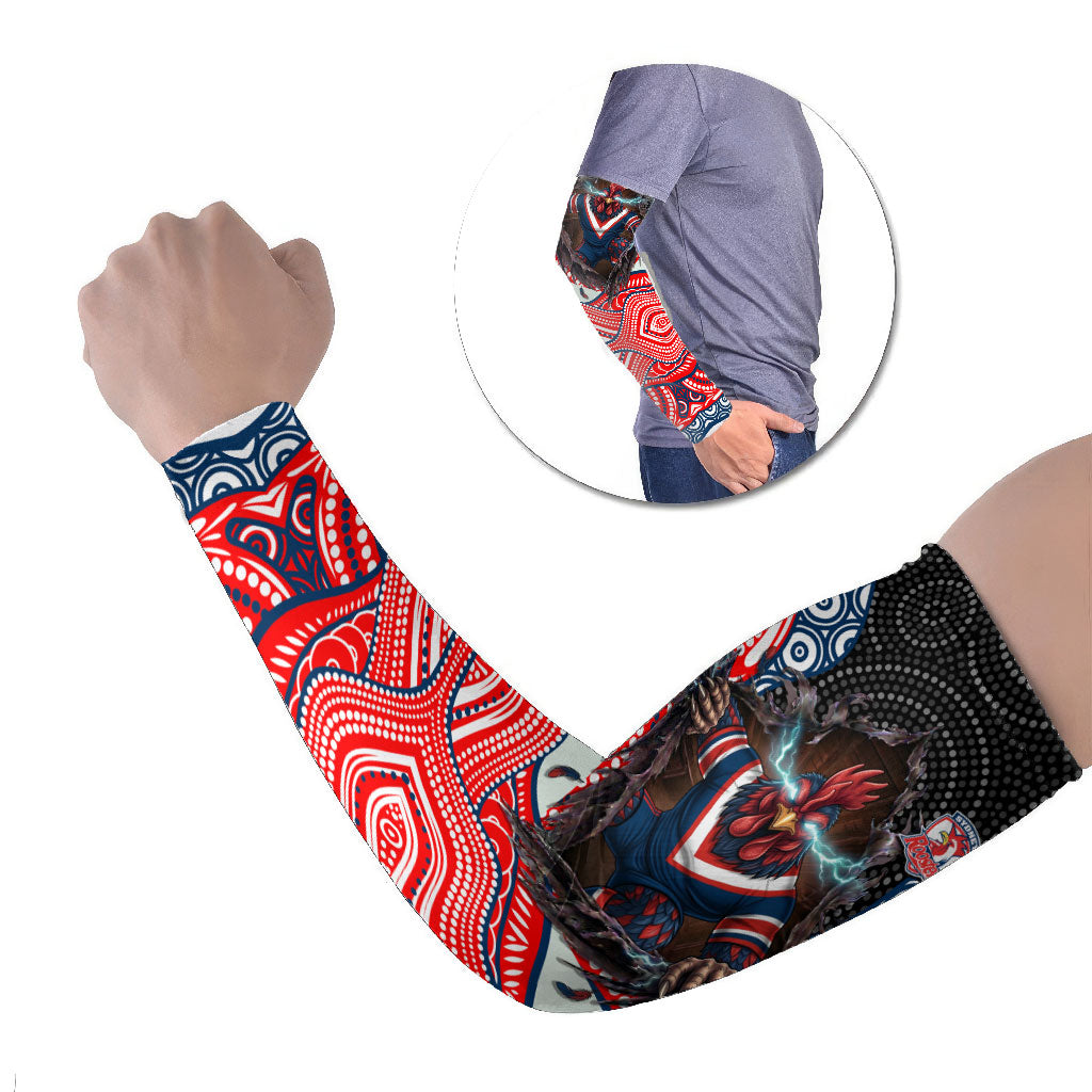 Sydney Roosters Arm Sleeves The Scream of Lightning Eyes - Indigenous Dot Ripping Effect