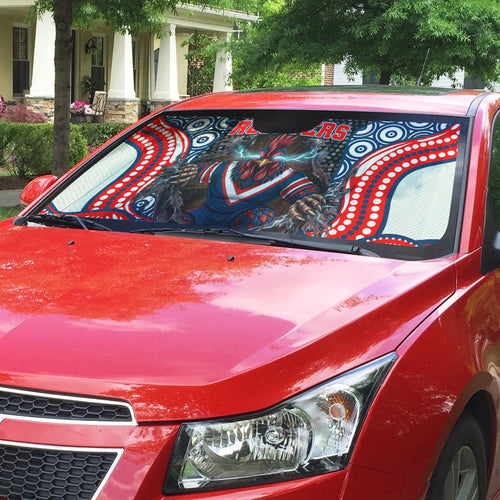 Sydney Roosters Auto Sun Shade The Scream of Lightning Eyes - Indigenous Dot Ripping Effect