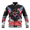 Sydney Roosters Baseball Jacket The Scream of Lightning Eyes - Indigenous Dot Ripping Effect