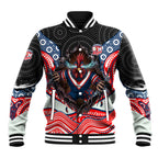 Sydney Roosters Baseball Jacket The Scream of Lightning Eyes - Indigenous Dot Ripping Effect