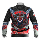 Sydney Roosters Baseball Jacket The Scream of Lightning Eyes - Indigenous Dot Ripping Effect
