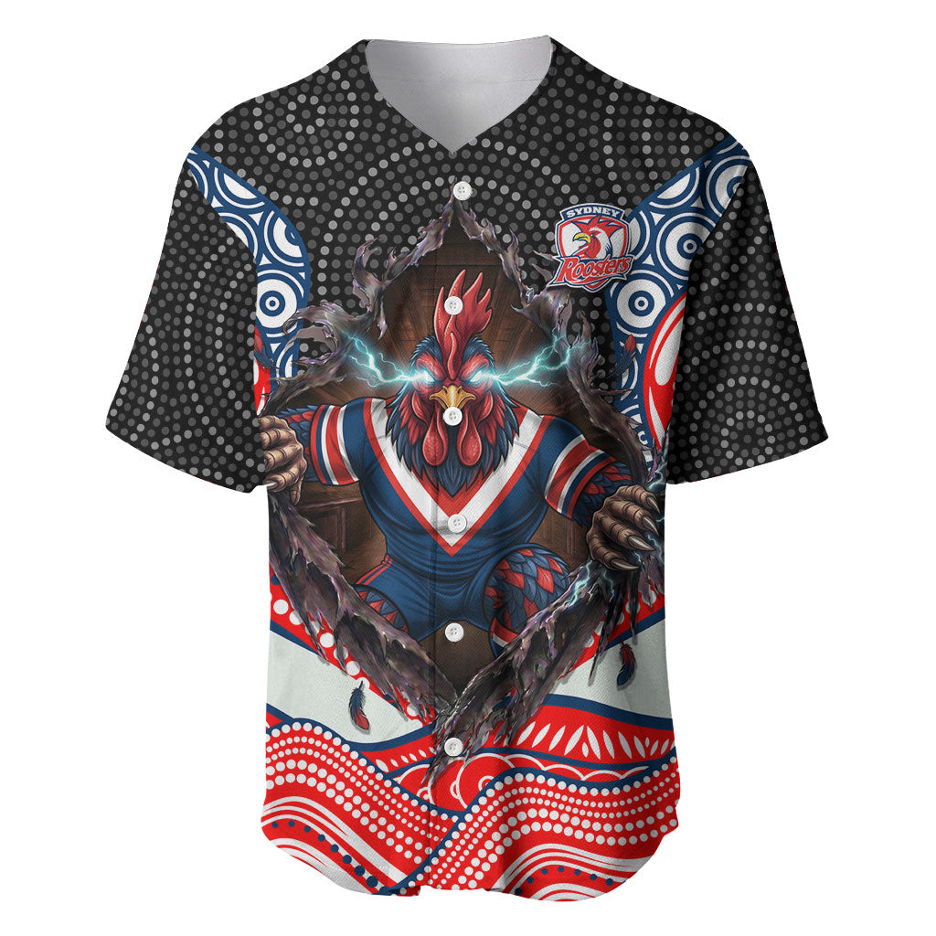 Sydney Roosters Baseball Jersey The Scream of Lightning Eyes - Indigenous Dot Ripping Effect