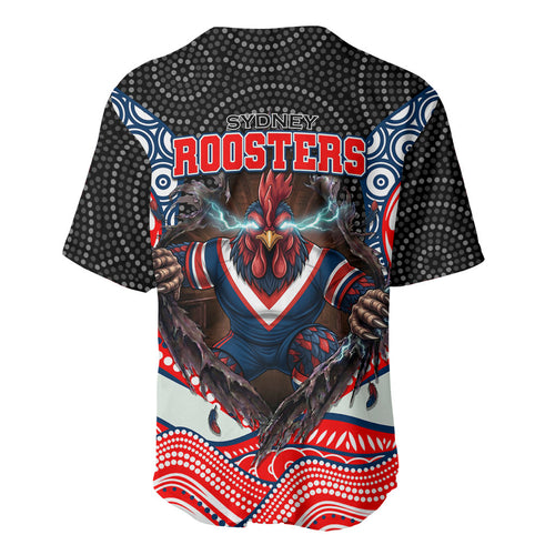 Sydney Roosters Baseball Jersey The Scream of Lightning Eyes - Indigenous Dot Ripping Effect