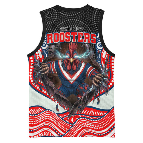 Sydney Roosters Basketball Jersey The Scream of Lightning Eyes - Indigenous Dot Ripping Effect