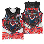 Sydney Roosters Basketball Jersey The Scream of Lightning Eyes - Indigenous Dot Ripping Effect