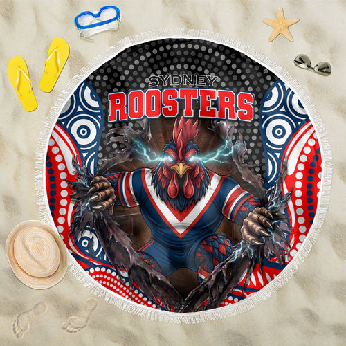 Sydney Roosters Beach Blanket The Scream of Lightning Eyes - Indigenous Dot Ripping Effect