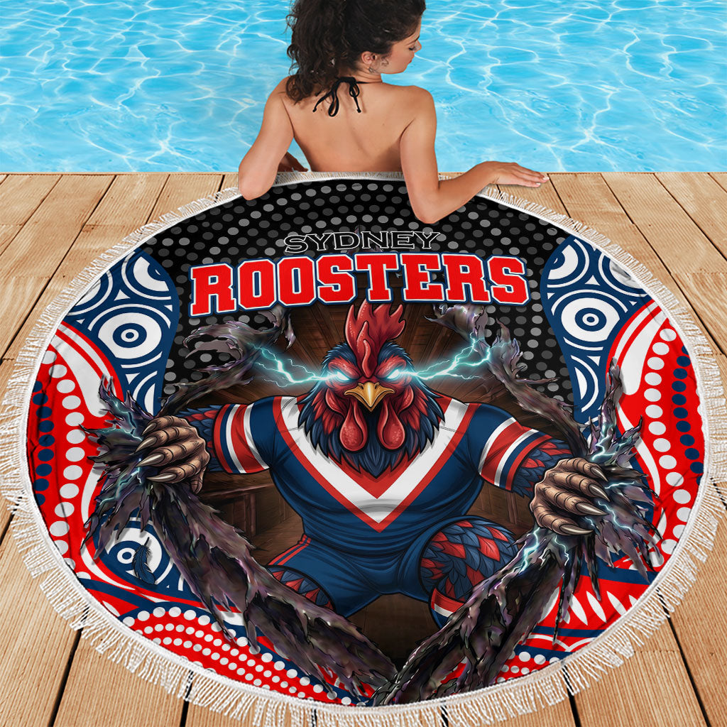 Sydney Roosters Beach Blanket The Scream of Lightning Eyes - Indigenous Dot Ripping Effect