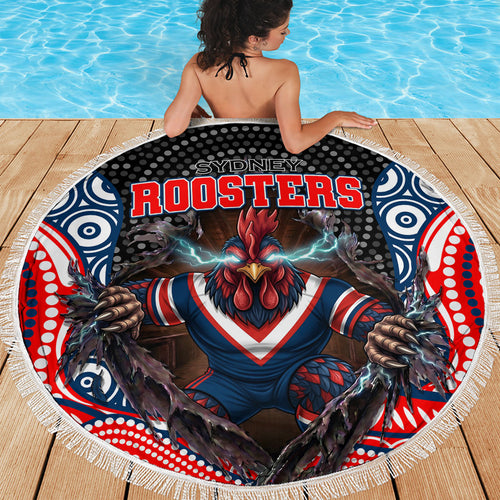 Sydney Roosters Beach Blanket The Scream of Lightning Eyes - Indigenous Dot Ripping Effect