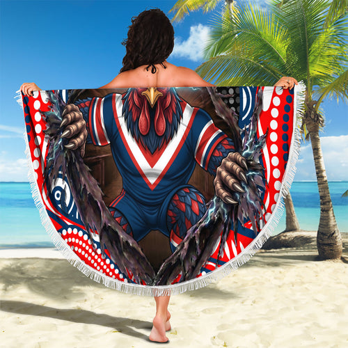 Sydney Roosters Beach Blanket The Scream of Lightning Eyes - Indigenous Dot Ripping Effect