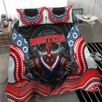Sydney Roosters Bedding Set The Scream of Lightning Eyes - Indigenous Dot Ripping Effect
