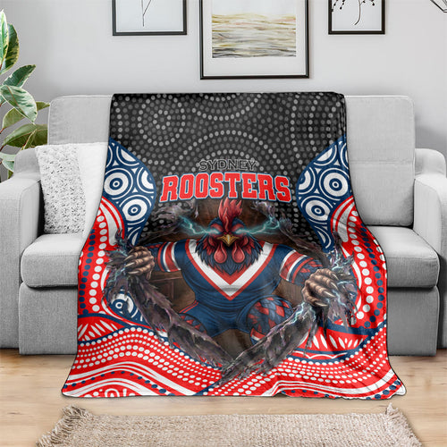 Sydney Roosters Blanket The Scream of Lightning Eyes - Indigenous Dot Ripping Effect