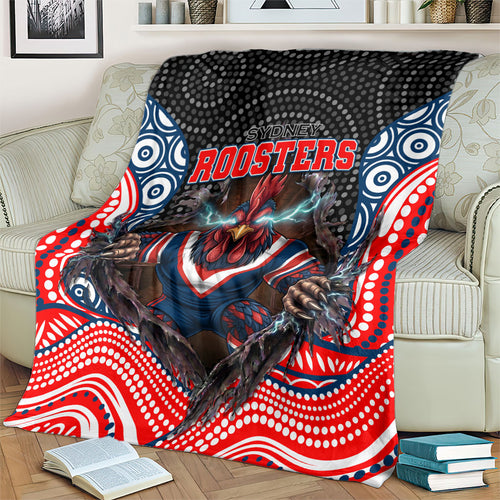 Sydney Roosters Blanket The Scream of Lightning Eyes - Indigenous Dot Ripping Effect