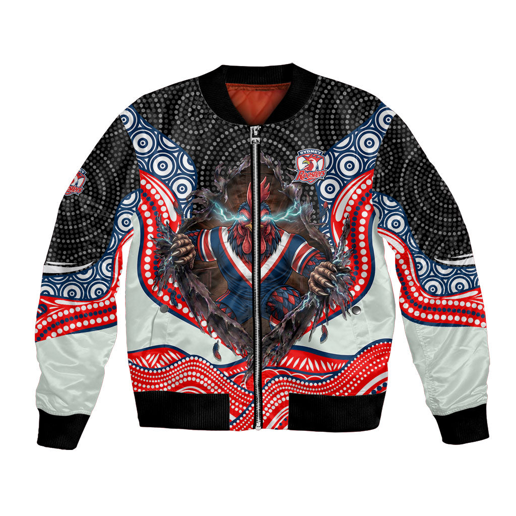 Sydney Roosters Bomber Jacket The Scream of Lightning Eyes - Indigenous Dot Ripping Effect