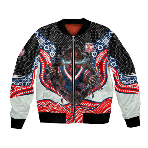 Sydney Roosters Bomber Jacket The Scream of Lightning Eyes - Indigenous Dot Ripping Effect