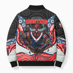 Sydney Roosters Bomber Puffer Jacket The Scream of Lightning Eyes - Indigenous Dot Ripping Effect