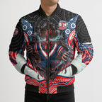 Sydney Roosters Bomber Puffer Jacket The Scream of Lightning Eyes - Indigenous Dot Ripping Effect