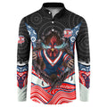 Sydney Roosters Button Sweatshirt The Scream of Lightning Eyes - Indigenous Dot Ripping Effect
