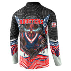 Sydney Roosters Button Sweatshirt The Scream of Lightning Eyes - Indigenous Dot Ripping Effect
