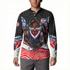 Sydney Roosters Button Sweatshirt The Scream of Lightning Eyes - Indigenous Dot Ripping Effect