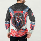 Sydney Roosters Button Sweatshirt The Scream of Lightning Eyes - Indigenous Dot Ripping Effect
