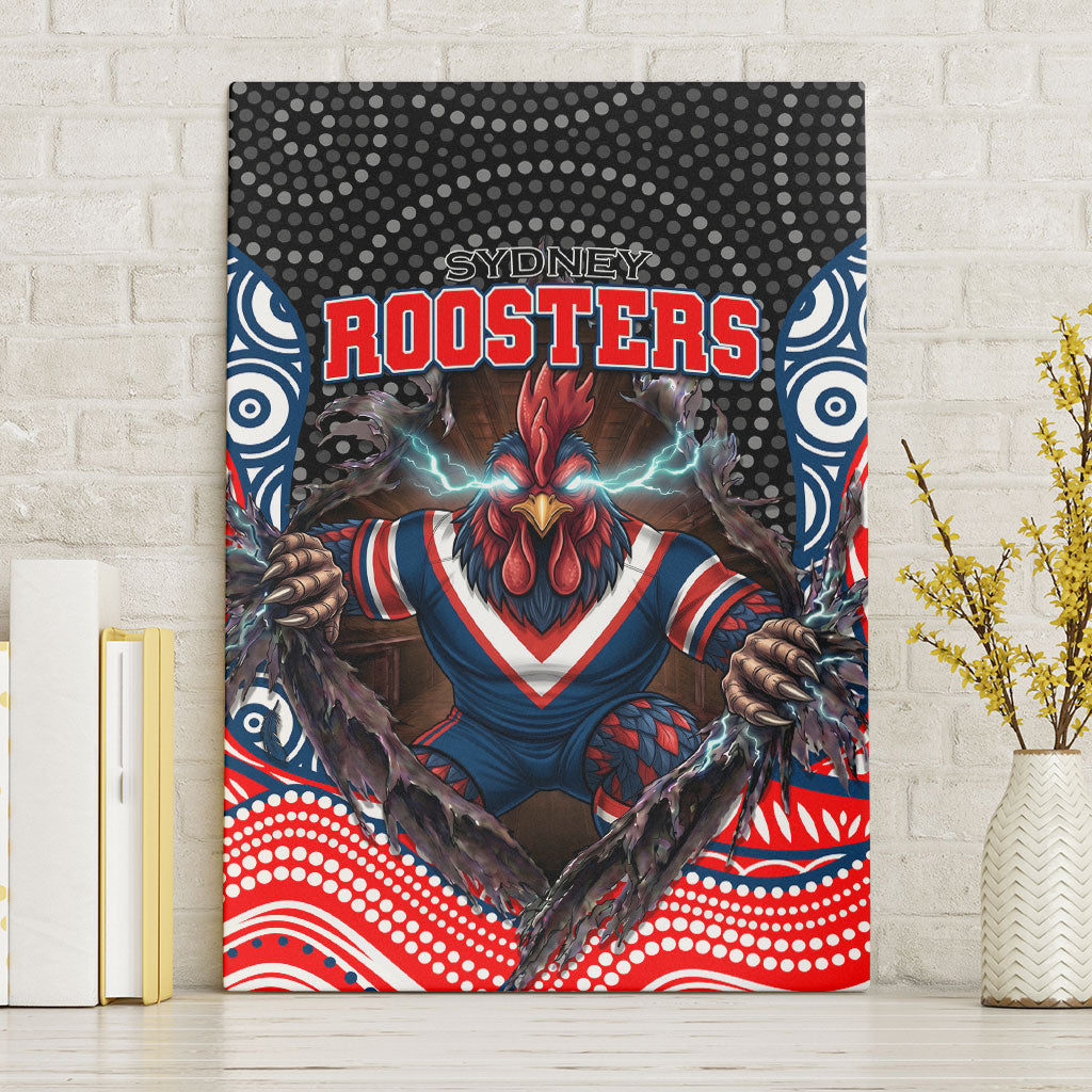 Sydney Roosters Canvas Wall Art The Scream of Lightning Eyes - Indigenous Dot Ripping Effect