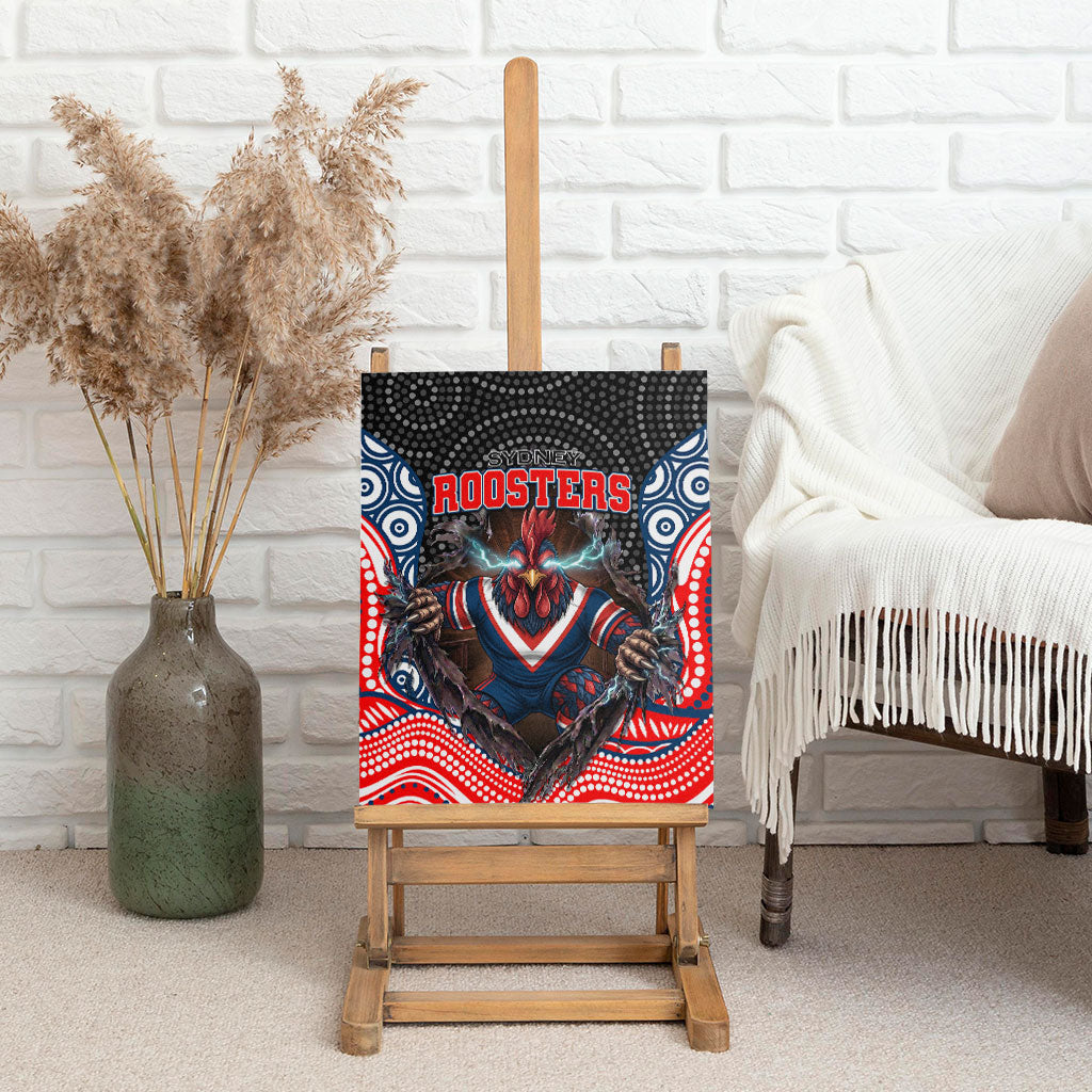 Sydney Roosters Canvas Wall Art The Scream of Lightning Eyes - Indigenous Dot Ripping Effect