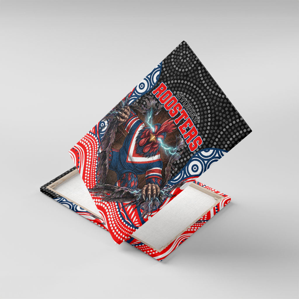 Sydney Roosters Canvas Wall Art The Scream of Lightning Eyes - Indigenous Dot Ripping Effect