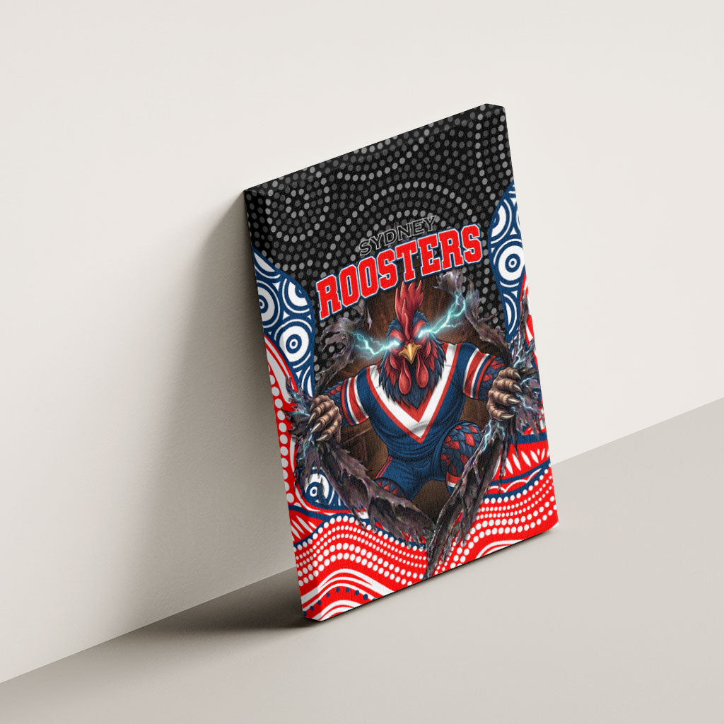Sydney Roosters Canvas Wall Art The Scream of Lightning Eyes - Indigenous Dot Ripping Effect