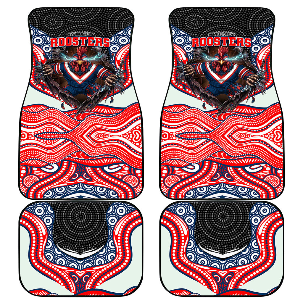 Sydney Roosters Car Mats The Scream of Lightning Eyes - Indigenous Dot Ripping Effect