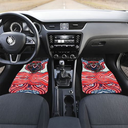 Sydney Roosters Car Mats The Scream of Lightning Eyes - Indigenous Dot Ripping Effect