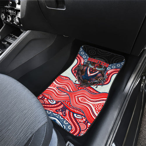 Sydney Roosters Car Mats The Scream of Lightning Eyes - Indigenous Dot Ripping Effect