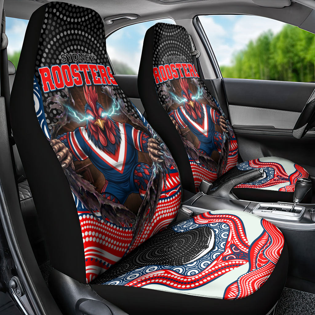 Sydney Roosters Car Seat Cover The Scream of Lightning Eyes - Indigenous Dot Ripping Effect