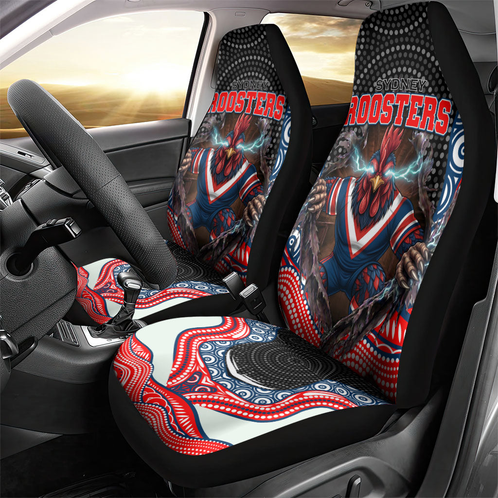 Sydney Roosters Car Seat Cover The Scream of Lightning Eyes - Indigenous Dot Ripping Effect