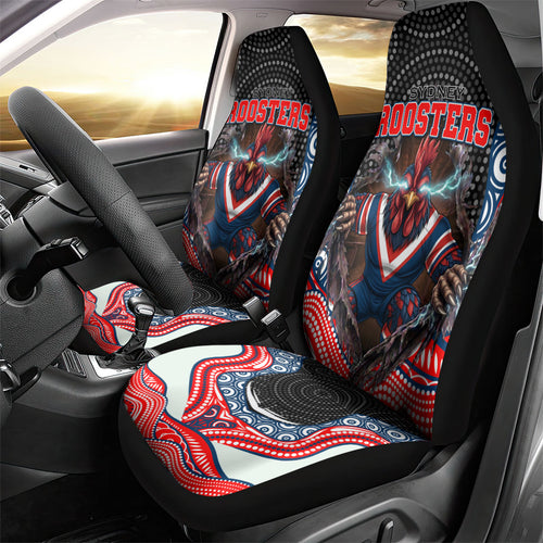 Sydney Roosters Car Seat Cover The Scream of Lightning Eyes - Indigenous Dot Ripping Effect