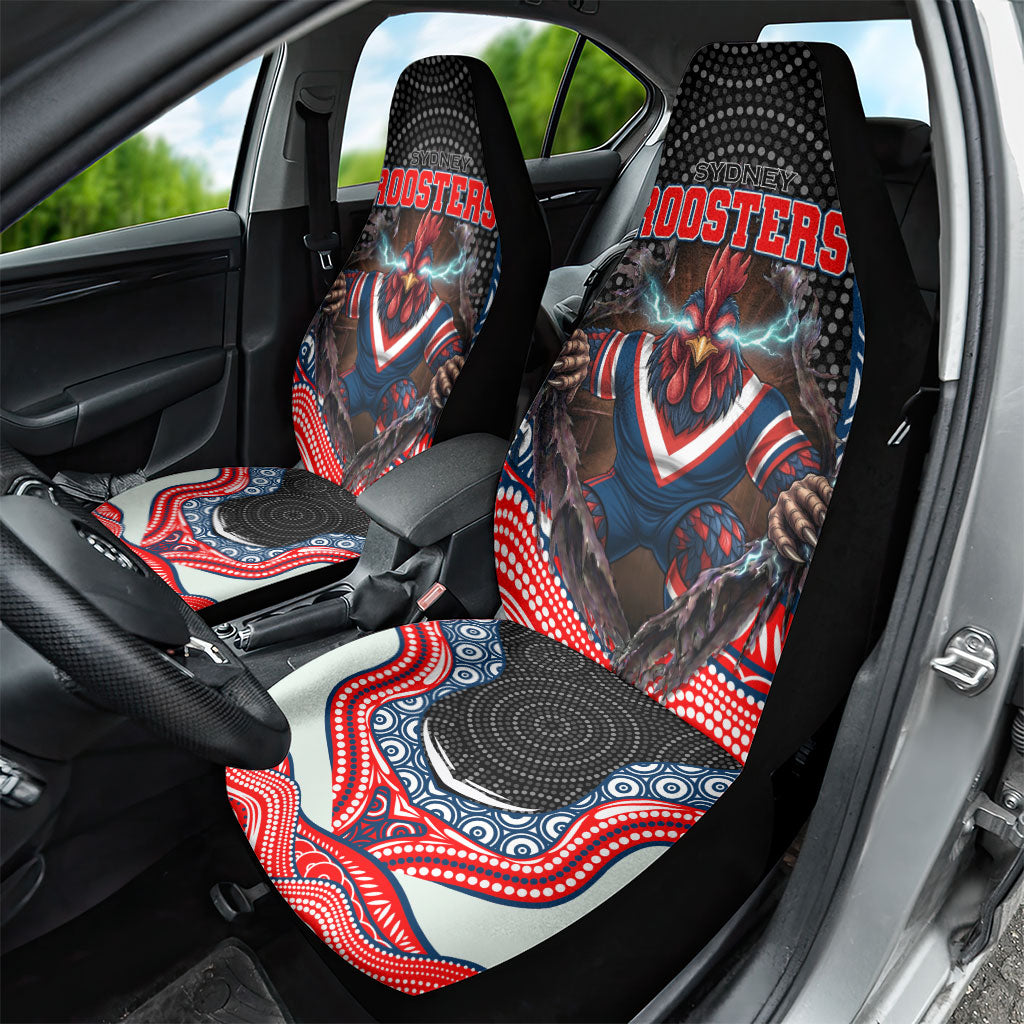Sydney Roosters Car Seat Cover The Scream of Lightning Eyes - Indigenous Dot Ripping Effect