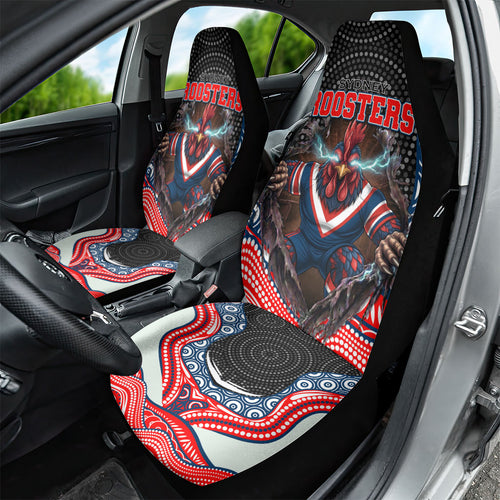 Sydney Roosters Car Seat Cover The Scream of Lightning Eyes - Indigenous Dot Ripping Effect