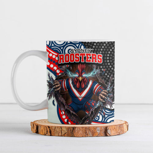 Sydney Roosters Ceramic Mug The Scream of Lightning Eyes - Indigenous Dot Ripping Effect