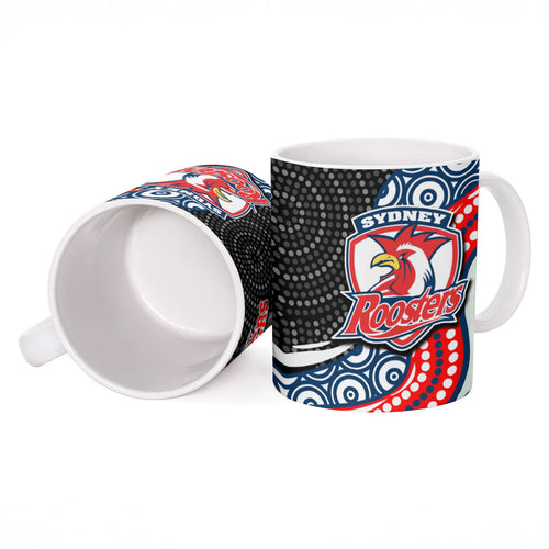 Sydney Roosters Ceramic Mug The Scream of Lightning Eyes - Indigenous Dot Ripping Effect
