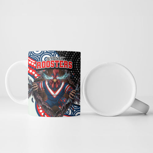 Sydney Roosters Ceramic Mug The Scream of Lightning Eyes - Indigenous Dot Ripping Effect