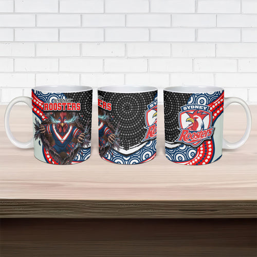 Sydney Roosters Ceramic Mug The Scream of Lightning Eyes - Indigenous Dot Ripping Effect