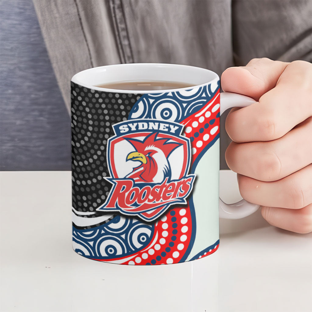 Sydney Roosters Ceramic Mug The Scream of Lightning Eyes - Indigenous Dot Ripping Effect