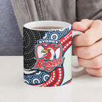 Sydney Roosters Ceramic Mug The Scream of Lightning Eyes - Indigenous Dot Ripping Effect